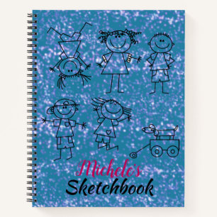 Personalised Children's Blue Sketchbook Notebook