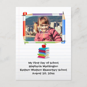Personalised Children's Kids School Custom Photo Postcard
