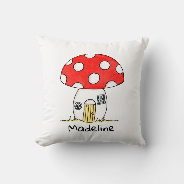 Personalised Children's Toadstool Throw Cushion (Front)