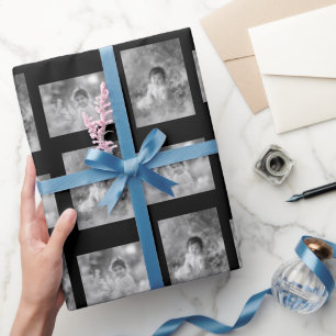 Personalised Child's 2 Photo Black and White Wrapping Paper