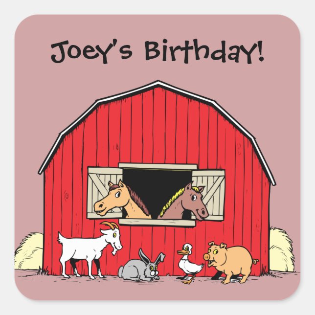 Personalised Child's Barn and Farm Animals Sticker (Front)