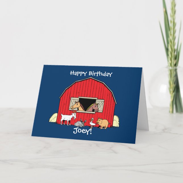 Personalised Child's Farm Animals Birthday Card (Front)