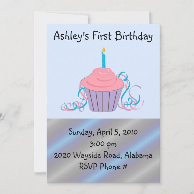 Personalised Childs First Birthday Invitation (Front)