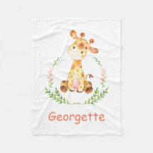 Personalised Child's Fleece Blanket Giraffe Jungle