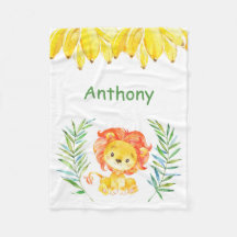 Personalised Child's Fleece Blanket Lion Jungle