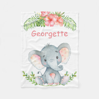 Personalised Child's Fleece Blanket with Elephant