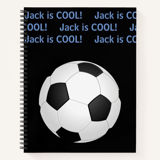Personalised Child's Name "is Cool" Soccer II Notebook (Front)