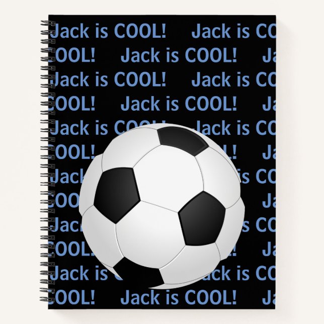 Personalised Child's Name "is Cool" Soccer Notebook (Front)