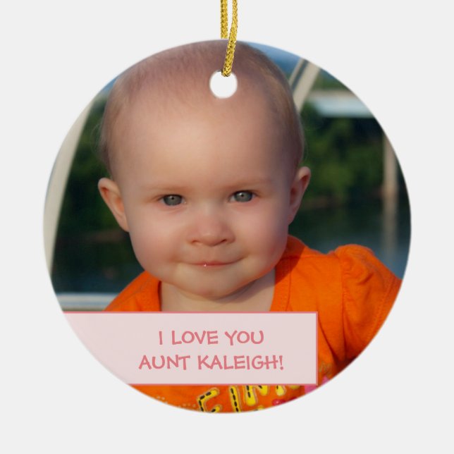 Personalised Child's Photo Mother's Day for Aunt Ceramic Tree Decoration (Front)