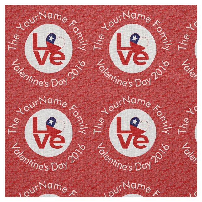 Personalised Chile Red LOVE Flag Fabric (Swatch)