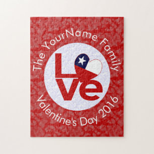Personalised Chile Red LOVE Flag Jigsaw Puzzle
