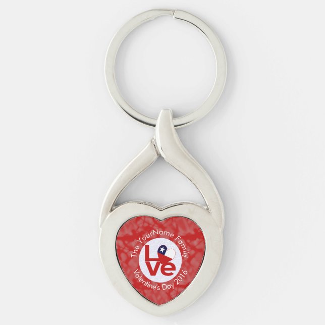 Personalised Chile Red LOVE Flag Key Ring (Front)