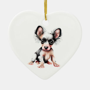 Personalised Chinese Crested II Puppy Ceramic Tree Decoration