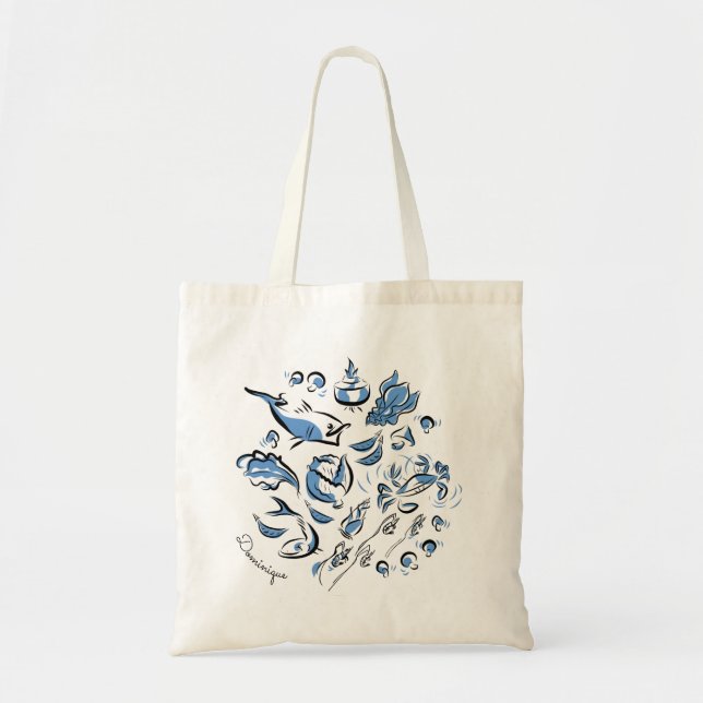 Personalised Chinese Cuisine Ink Drawing Tote Bag (Front)