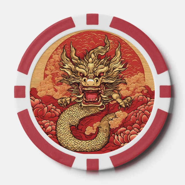 Personalised Chinese Dragon Composite Poker Chips (Front)