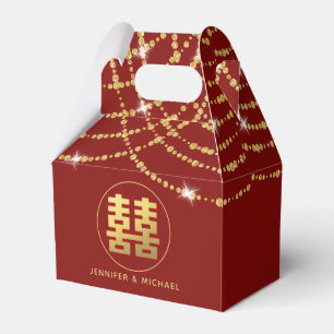 Personalised Chinese Wedding Happiness Gable Favour Box
