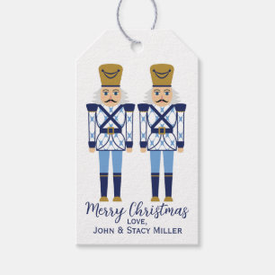 Personalised Chinoiserie Blue Nutcracker Holiday Gift Tags