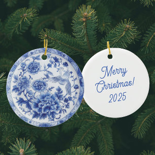 Personalised Chinoiserie Blue White Plates  Ceramic Tree Decoration