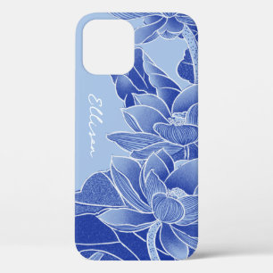 Personalised Chinoiserie Chic Blue Lotus Mandala iPhone 12 Pro Case