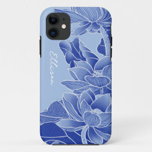 Personalised Chinoiserie Chic Blue Lotus Mandala   iPhone 11 Case