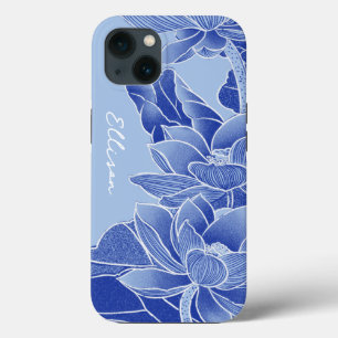 Personalised Chinoiserie Chic Blue Lotus Mandala iPhone 13 Case
