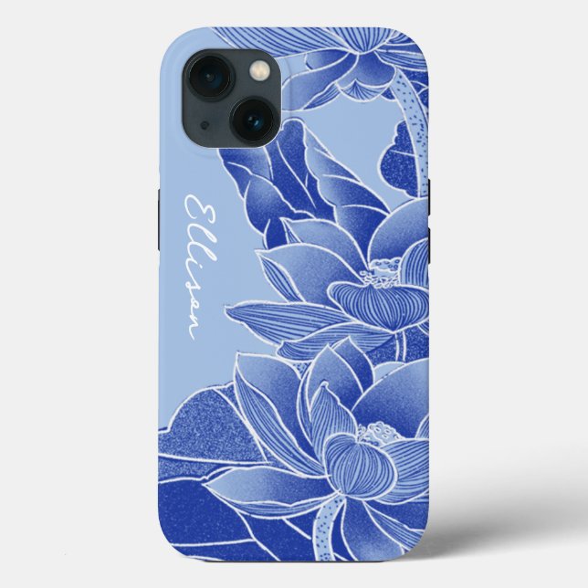 Personalised Chinoiserie Chic Blue Lotus Mandala   Case-Mate iPhone Case (Back)