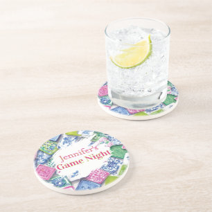Personalised Chinoiserie Preppy Mahjong Game Night Coaster