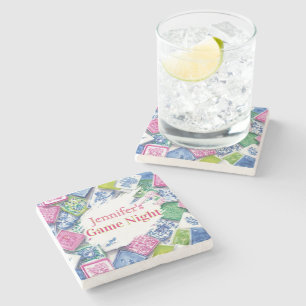 Personalised Chinoiserie Preppy Mahjong Game Night Stone Coaster