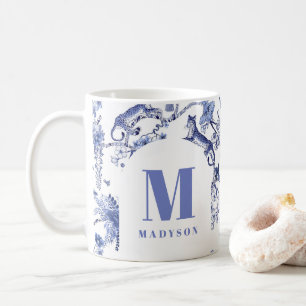 Personalised Chinoiserie Toile Jungle Blue White Coffee Mug
