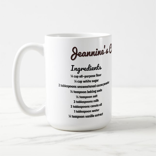 Personalised Chocolate Cake Recipe Mug (Left)