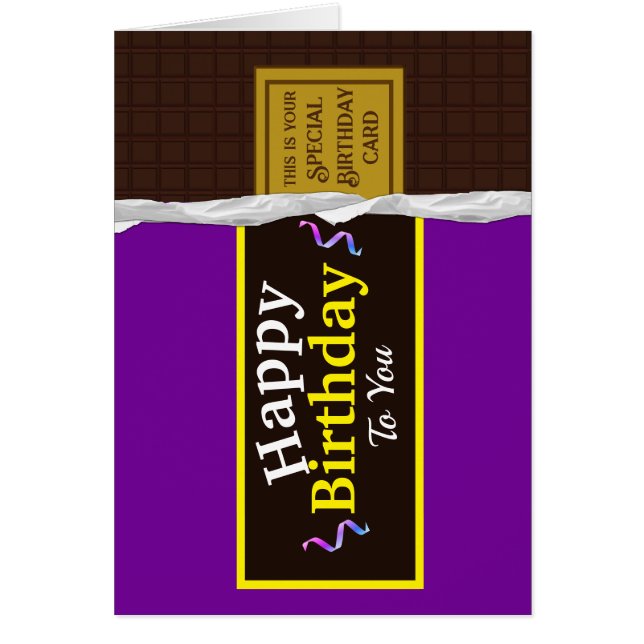 Personalised Chocolate Candy Bar Birthday Card (Front)