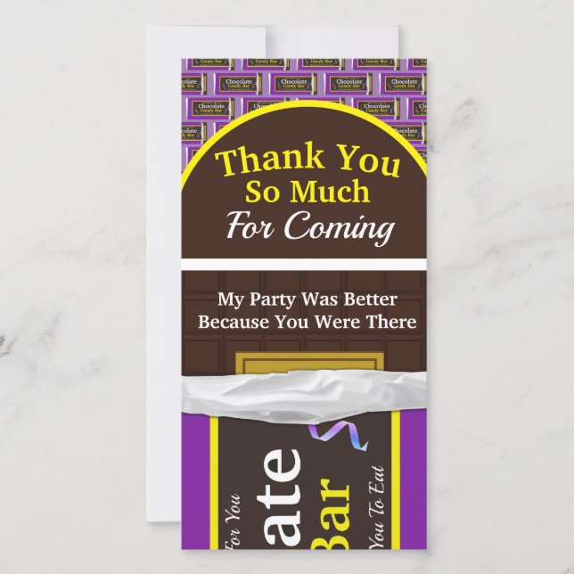 Personalised Chocolate Candy Bar Thank You Card (Front)