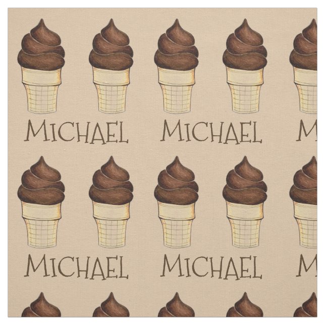 Personalised Chocolate Ice Cream Cone Cones Fabric (Swatch)