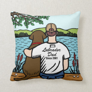 Personalised Chocolate Labrador and Dad 2 Cushion