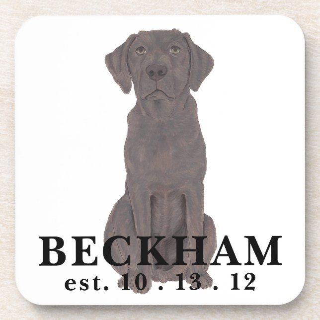Personalised Chocolate Labrador Coaster (Front)