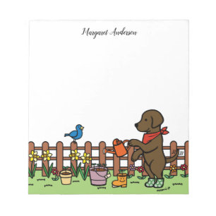 Personalised Chocolate Labrador Gardener Notepad