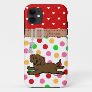 Personalised Chocolate Labrador Puppy Cartoon iPhone 11 Case