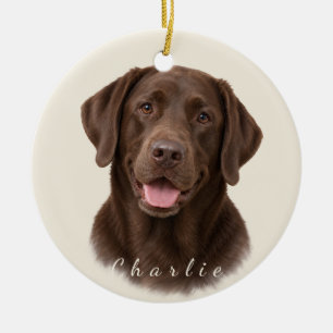 Personalised Chocolate Labrador Retriever with Nam Ceramic Tree Decoration