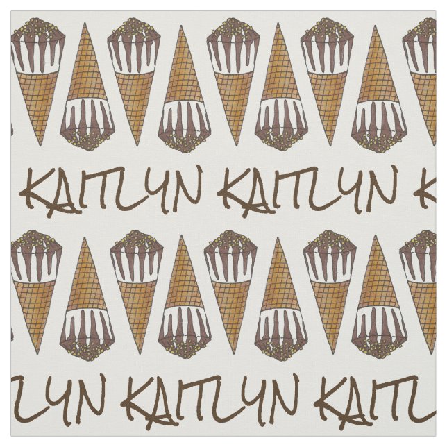 Personalised Chocolate Peanut Ice Cream Cone Fabric (Swatch)