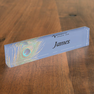 Personalised Choose Colour Close Up Peacock Nameplate