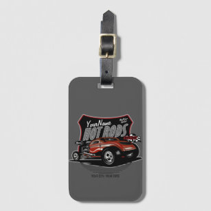 Personalised Chopped Red Hot Rod Coupe Speed Shop  Luggage Tag