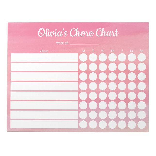 Personalised Chore Chart Notepad (Front)