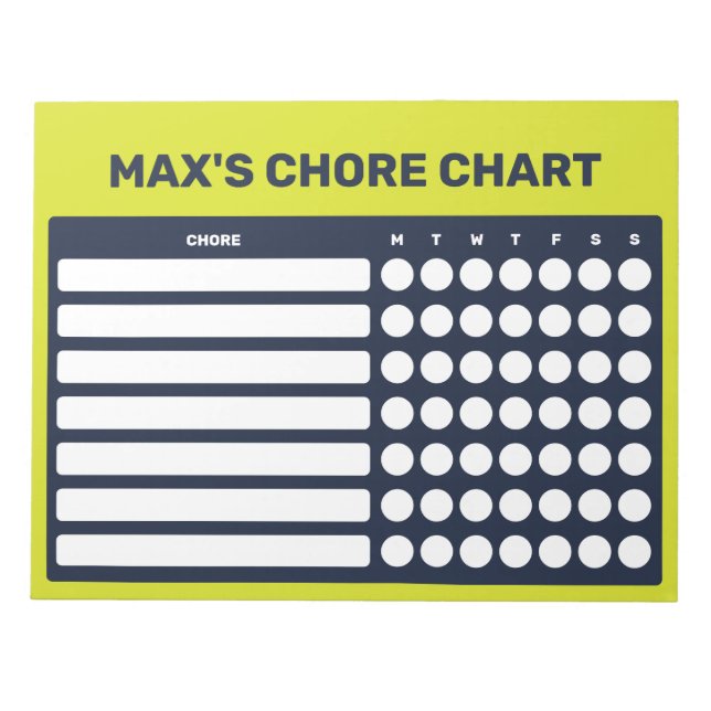 Personalised Chore Chart Notepad (Front)