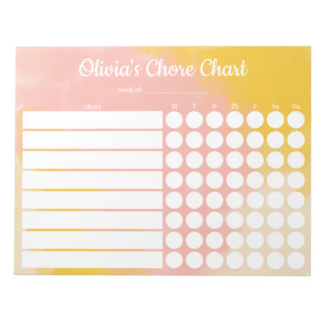 Personalised Chore Chart Notepad | Zazzle