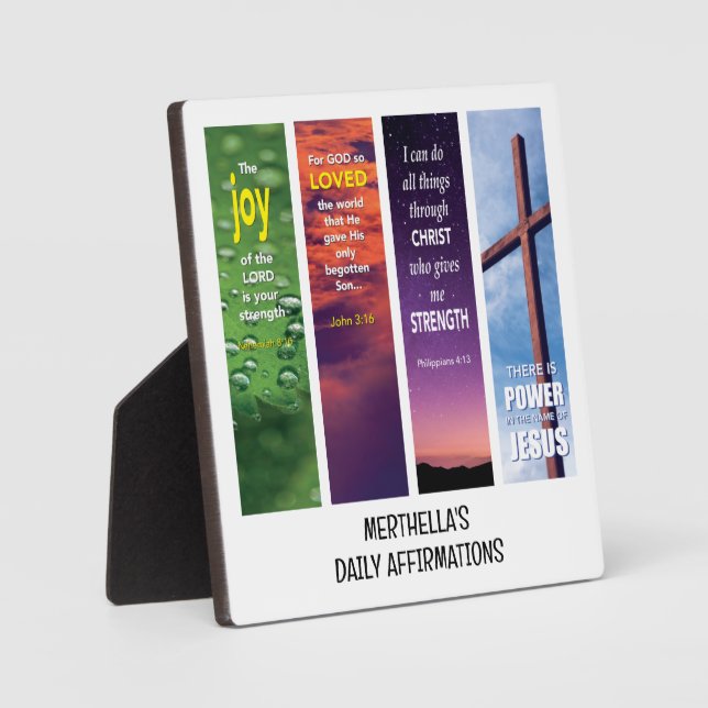 Personalised Christian BIBLE AFFIRMATIONS Plaque (Front)