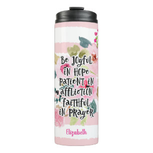 Personalised Christian Bible Verse Pink Watercolor Thermal Tumbler