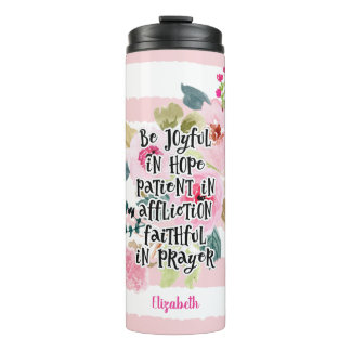 Personalised Christian Bible Verse Pink Watercolor Thermal Tumbler