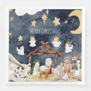 Personalised Christian Christmas Kids Nativity Napkin