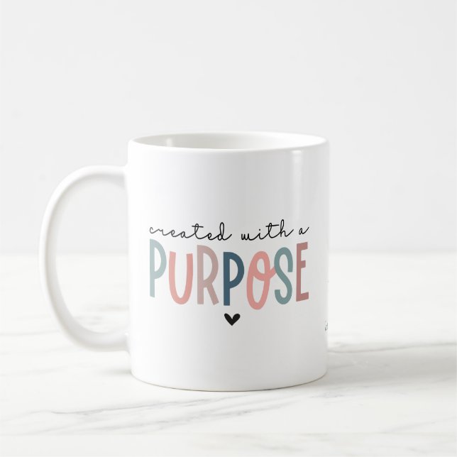 Personalised Christian Created With A Purpose Coffee Mug (Left)