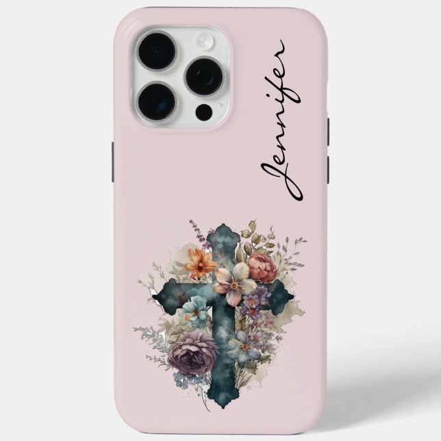 Personalised Christian Cross  iPhone Phone Case (Back)